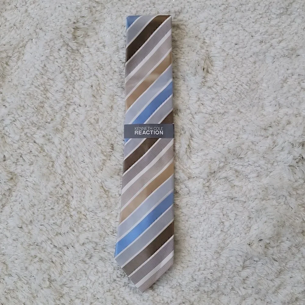 KENNETH COLE REACTION PRINCE STRIPE 100% SILK TIE - NEW!